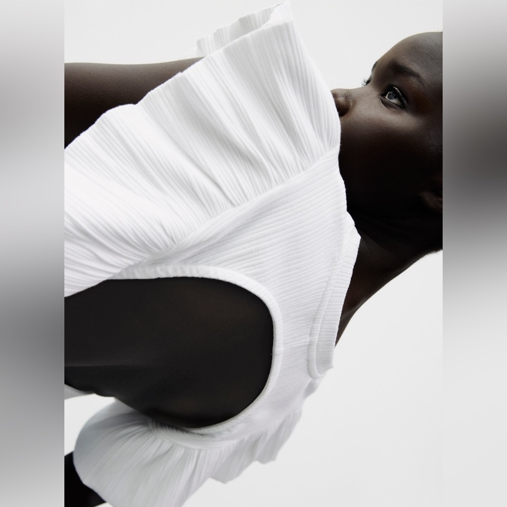 Zara Ruffle Ribbed Open Back Blouse - NWT - Picture 7 of 7